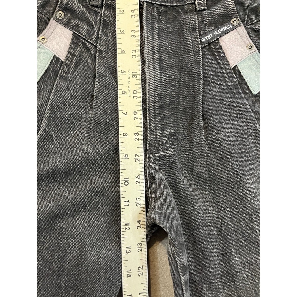 Vtg 1990s Rocky Mountain Womens 26/3 Black Gray Pleated High Rise Jeans USA - Picture 6 of 14
